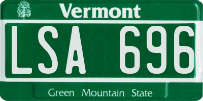 VT license plate LSA696