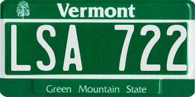 VT license plate LSA722