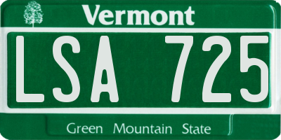 VT license plate LSA725