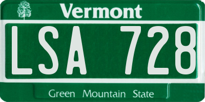 VT license plate LSA728