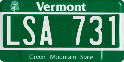 VT license plate LSA731