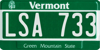 VT license plate LSA733