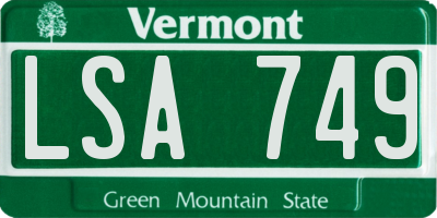 VT license plate LSA749
