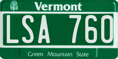 VT license plate LSA760