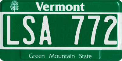 VT license plate LSA772