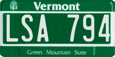 VT license plate LSA794