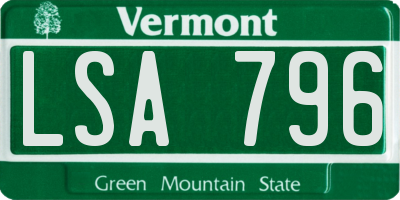 VT license plate LSA796