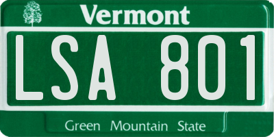 VT license plate LSA801