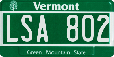 VT license plate LSA802