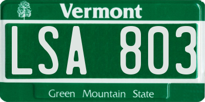 VT license plate LSA803