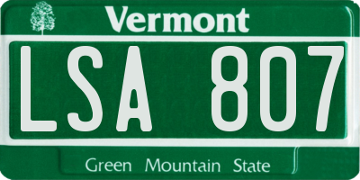 VT license plate LSA807