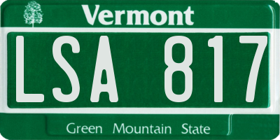 VT license plate LSA817