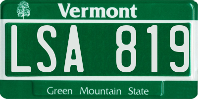 VT license plate LSA819