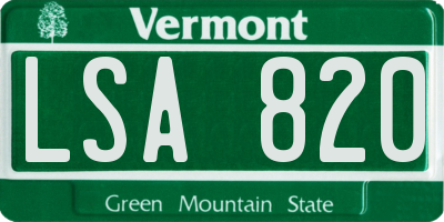 VT license plate LSA820