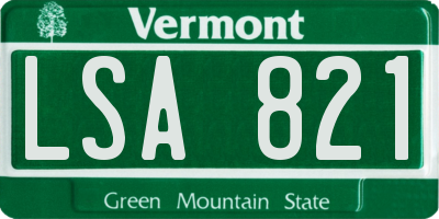 VT license plate LSA821