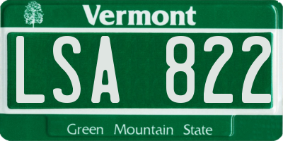 VT license plate LSA822