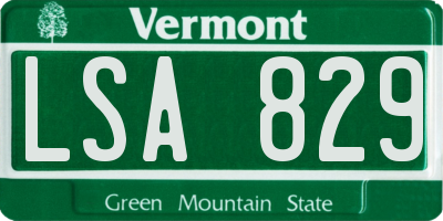 VT license plate LSA829