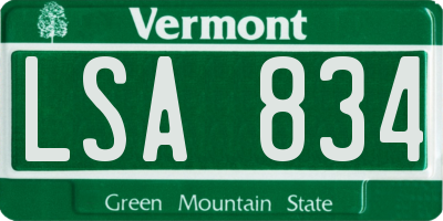 VT license plate LSA834