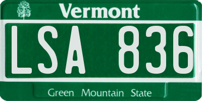 VT license plate LSA836