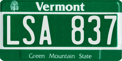 VT license plate LSA837