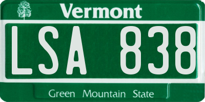 VT license plate LSA838