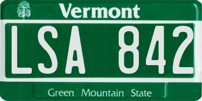 VT license plate LSA842