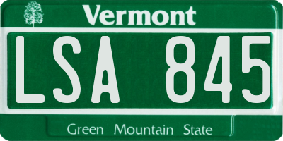 VT license plate LSA845