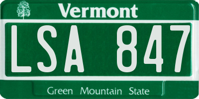 VT license plate LSA847