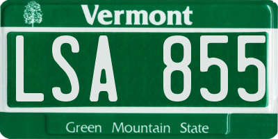 VT license plate LSA855