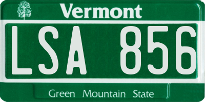 VT license plate LSA856