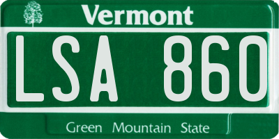 VT license plate LSA860