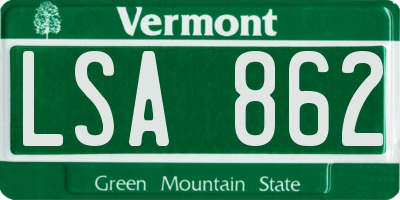 VT license plate LSA862