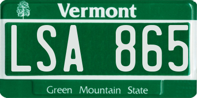 VT license plate LSA865