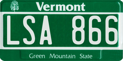 VT license plate LSA866