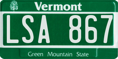 VT license plate LSA867