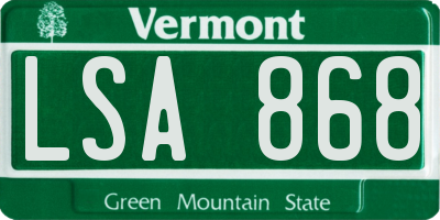 VT license plate LSA868