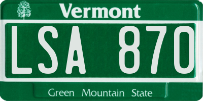VT license plate LSA870