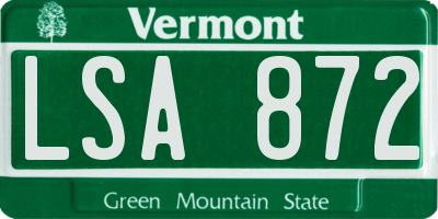 VT license plate LSA872