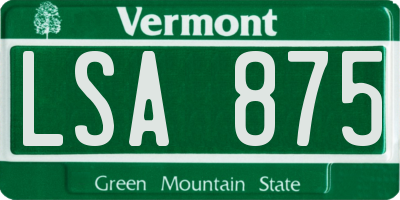 VT license plate LSA875