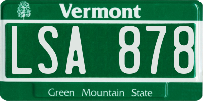 VT license plate LSA878