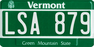 VT license plate LSA879