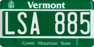 VT license plate LSA885