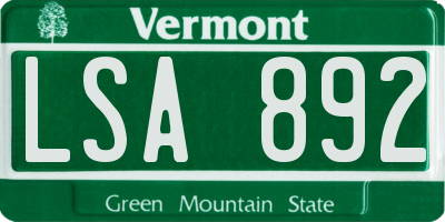 VT license plate LSA892