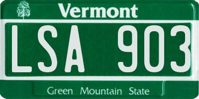 VT license plate LSA903