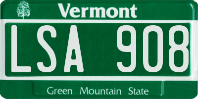 VT license plate LSA908