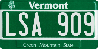 VT license plate LSA909