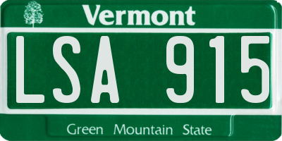 VT license plate LSA915
