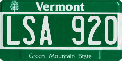 VT license plate LSA920