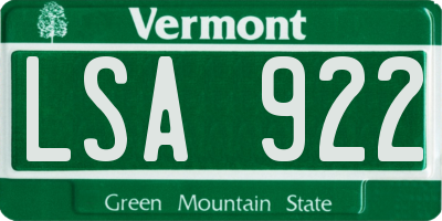 VT license plate LSA922