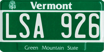 VT license plate LSA926